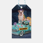 英国ブルドッグハロウィーントラック怖い夜 ギフトタグ (裏面)