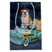 英国ブルドッグハロウィーントラック怖い夜 ミディアムペーパーバッグ (正面)