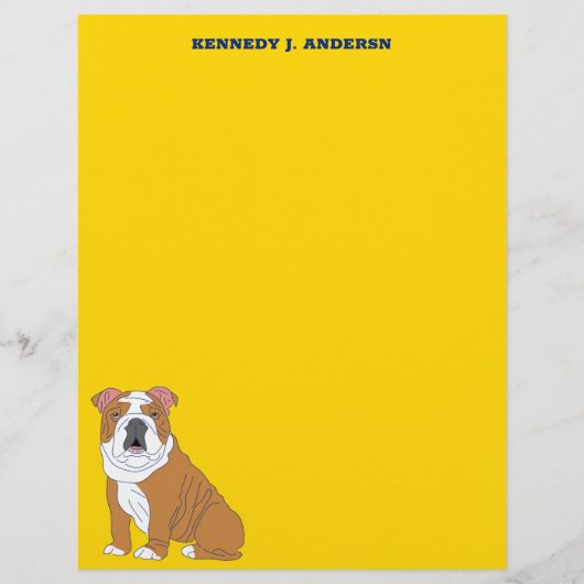 英国ブルドッグパーソナライズされた筆記用紙 チラシ (正面)