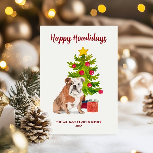 英国ブルドッグファミリークリスマス シーズンカード