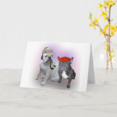 英国ブルドッグフランスのとブルドッグ カード (黄色い花)