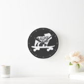 英国ブルドッグ乗馬スケートボード上ブルドッグ ラウンド壁時計 (ホーム)