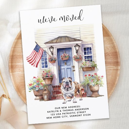 英国ブルドッグ愛国犬パーソナライズされた引越 案内状