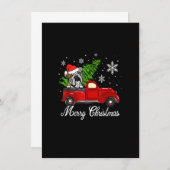 英国ブルドッグ犬レッドトラッククリスマスデック 招待状 (正面/裏面)