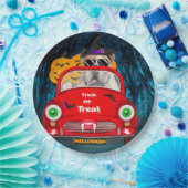 英国ブルドッグ車の怖いハロウィーン ペーパープレート (パーティー)