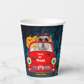 英国ブルドッグ車の怖いハロウィーン 紙コップ (裏面)