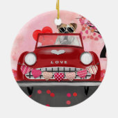 英国ブルドッグ車ハートバレンタイン セラミックオーナメント (裏面)