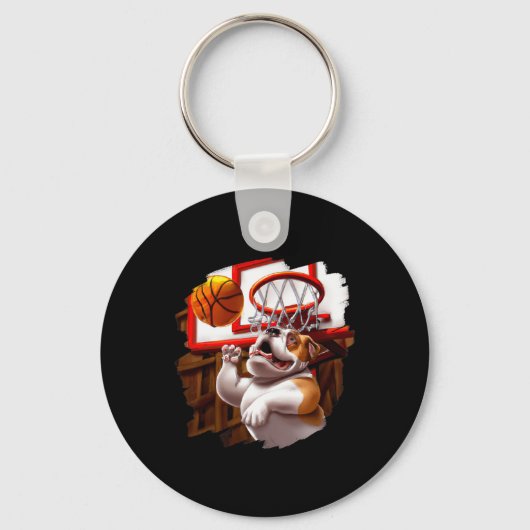英国ブルドッグ遊ズおもしろいドッグバスケツブ キーホルダー (正面)
