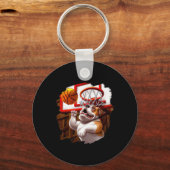 英国ブルドッグ遊ズおもしろいドッグバスケツブ キーホルダー (正面)