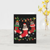 英国ブルドッグ靴下クリスマスサンタX-mas犬 カード (黄色い花)