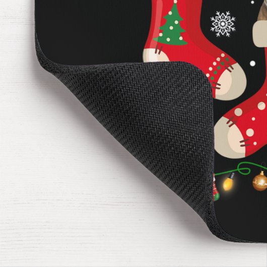 英国ブルドッグ靴下クリスマスサンタX-mas犬 マウスパッド (コーナー)