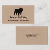 英国ブルドッグ |犬の毛シルエット 名刺 (正面/裏面)