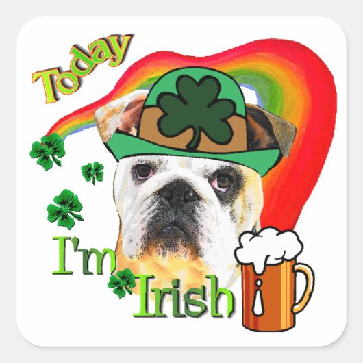 英国ブルドッグSt patricks day スクエアシール (正面)