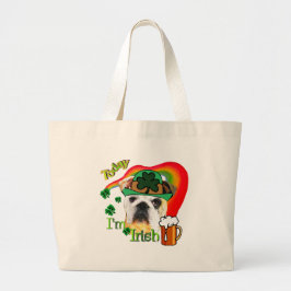 英国ブルドッグSt patricks day ラージトートバッグ