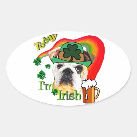 英国ブルドッグSt patricks day 楕円形シール (正面)