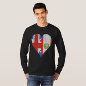 英国ペルー国旗のハート Tシャツ (正面フル)