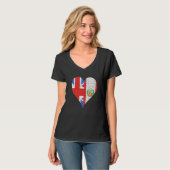 英国ペルー国旗のハート Tシャツ (正面フル)
