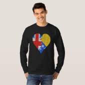 英国ボスニア国旗のハート Tシャツ (正面フル)