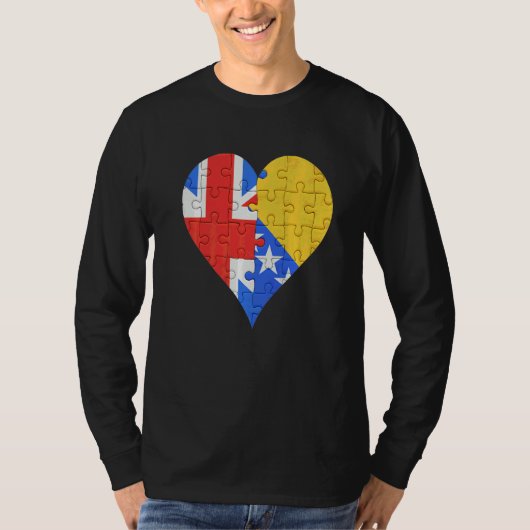 英国ボスニア国旗のハート Tシャツ (正面)