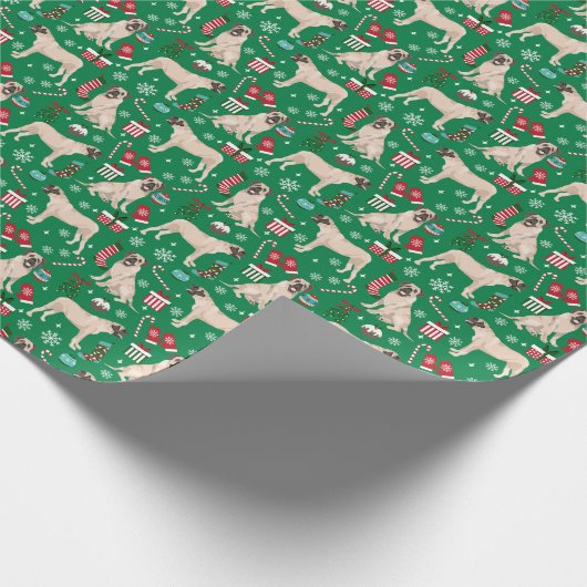 英国マスティフのクリスマスドッグ ラッピングペーパー (角)