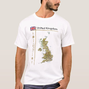 英国マップ+フラグ+タイトルTシャツ Tシャツ