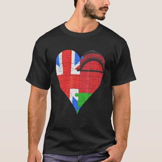 英国マラウイ国旗のハート Tシャツ (正面)
