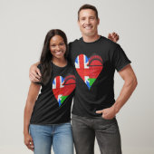 英国マラウイ国旗のハート Tシャツ (ユニセックス)