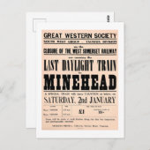 英国ミネヘッドへの最終昼行列車 ポストカード (正面/裏面)