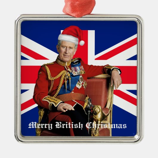 英国メリーのクリスマス王チャールズIII メタルオーナメント (正面)