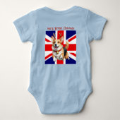 英国メリークリスマスコルギトナカイ〔雄ジカの〕枝角 ベビーボディスーツ (裏面)