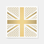 英国ユニオンジャック国旗と金ゴールド馬術パターン スタンダードカクテルナプキン (正面)