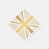 英国ユニオンジャック国旗と金ゴールド馬術パターン スタンダードカクテルナプキン (角)