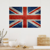 英国ユニオンジャック国旗のレトロなスタイルヴィンテージ質感 ポスター (キッチン)