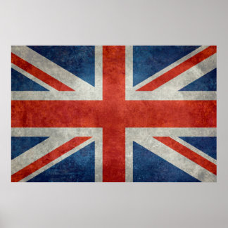 英国ユニオンジャック国旗のレトロなスタイルヴィンテージ質感 ポスター