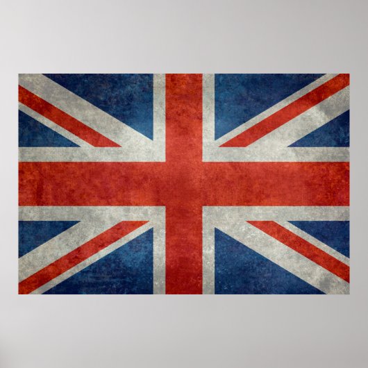 英国ユニオンジャック国旗のレトロなスタイルヴィンテージ質感 ポスター (正面)