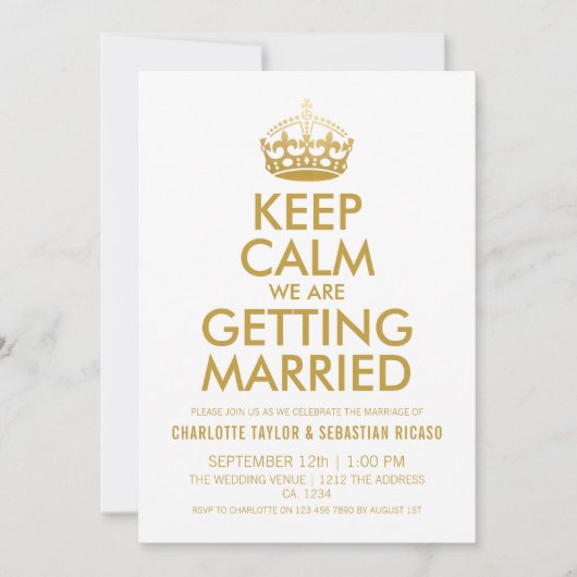 英国ユニオン結婚ジャックイギリス金ゴールドクラウン 案内状 (正面)