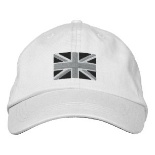 英国ユニオン・ジャック国旗（白黒） 刺繍入りキャップ