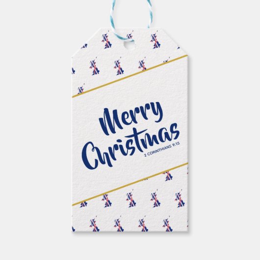 英国ユニオンJACKカスタムメリークリスマス聖なる書物、 経典 ギフトタグ (正面)