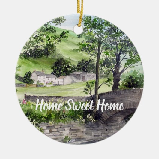英国レイクディストリクト、サーリムア近くの農家 セラミックオーナメント (正面)