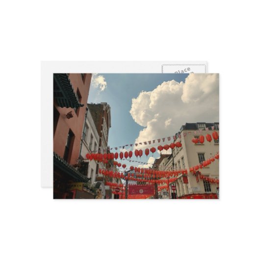 英国ロンドンチャイナタウン国旗のランタン旅行 ポストカード (正面/裏面インサイチュ)