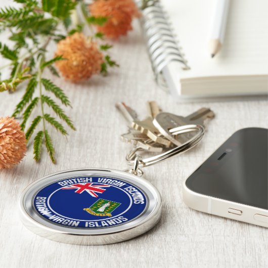 英国ヴァージンアイランドラウンドエンブレム キーホルダー (側面)