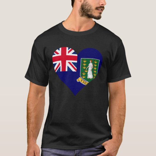 英国ヴァージン諸島国旗ハートラブプルオーバーホ Tシャツ (正面)
