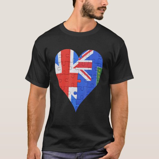 英国ヴァージン諸島国旗ハート Tシャツ (正面)