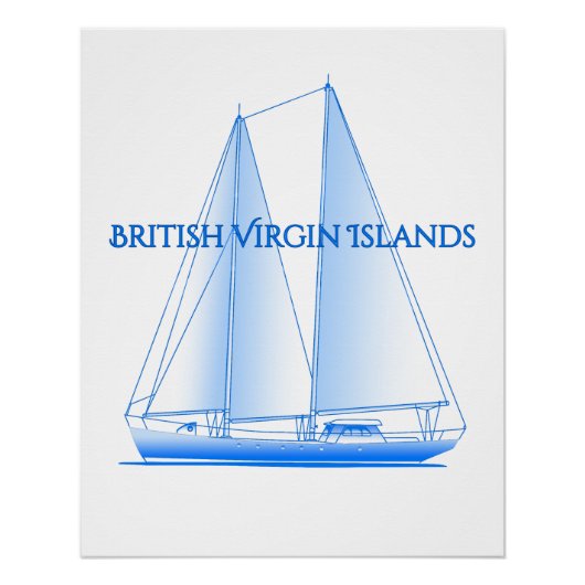 英国ヴァージン諸島沿岸航海のセーリングサ ポスター (正面)