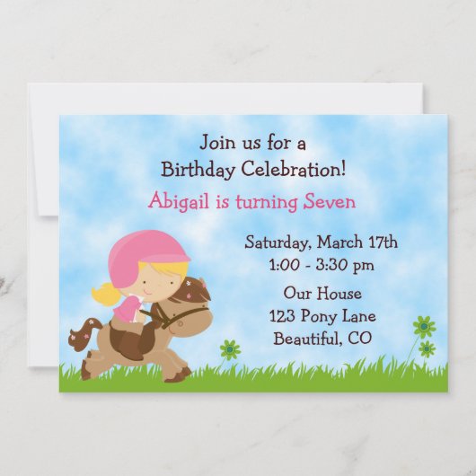英国乗馬誕生日招待状～女子 招待状 (正面)