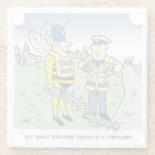 英国交おもしろい通警察の漫画 ガラスコースター (裏面)