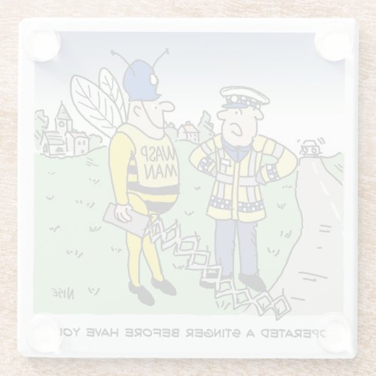 英国交おもしろい通警察の漫画 ガラスコースター (裏面)