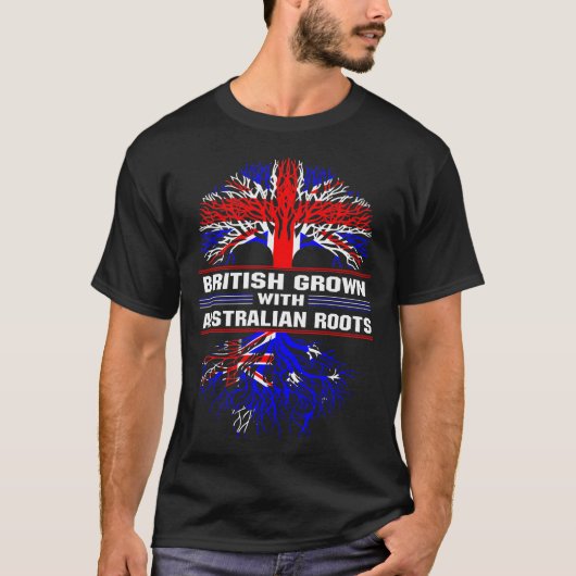 英国人がオーストラリアのルーツで育つ Tシャツ (正面)