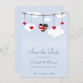 英国人とアメリカ人の結婚式のSave the Date セーブザデート (正面/裏面)