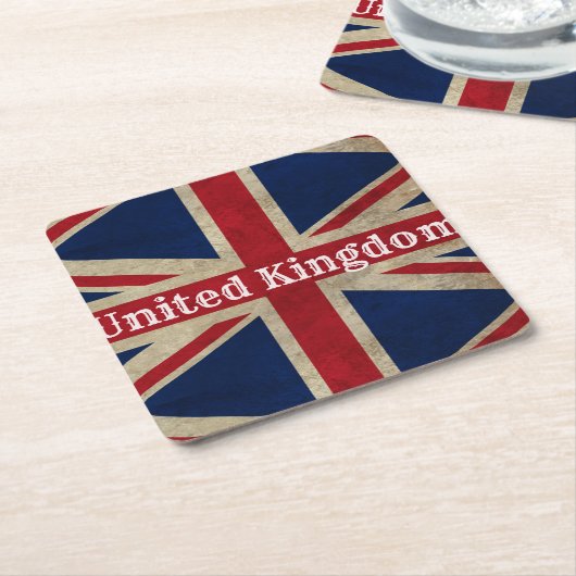 英国動揺して国旗 スクエアペーパーコースター (アングル)